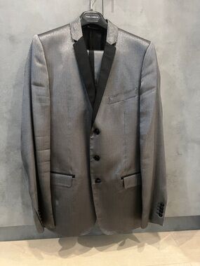 Dolce & Gabbana Silver Gray Textured Suit.